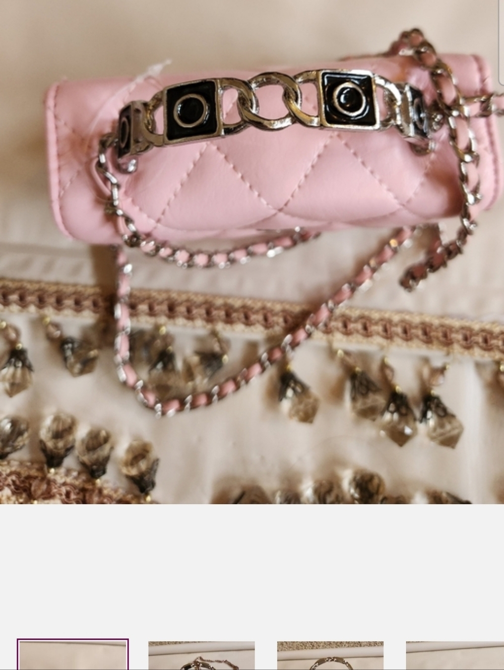 Pink Quilted Chain Shoulder Bag - Unbranded - Picture 6 of 9